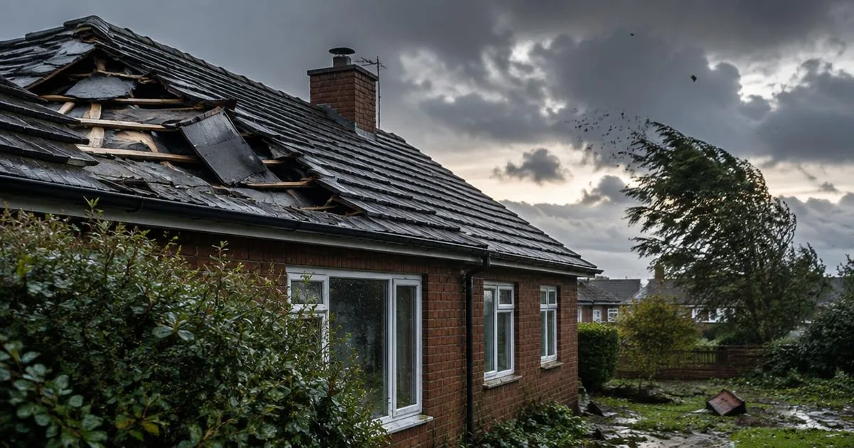 Hewitson Roofing inspecting storm damage to a roof in Northumberland